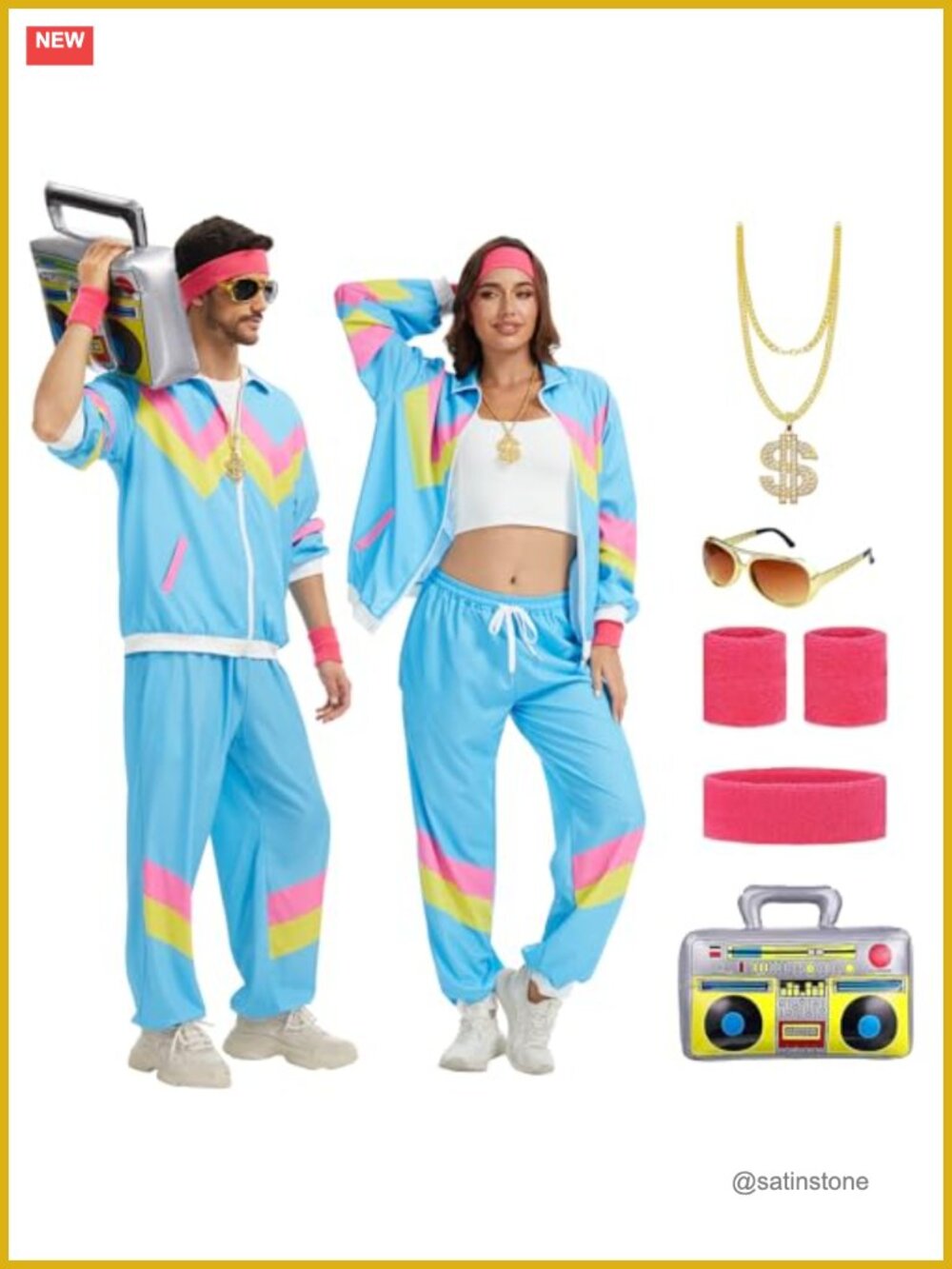 80s 90s Tracksuit Costume Set Unisex Retro Party Outfit Adults